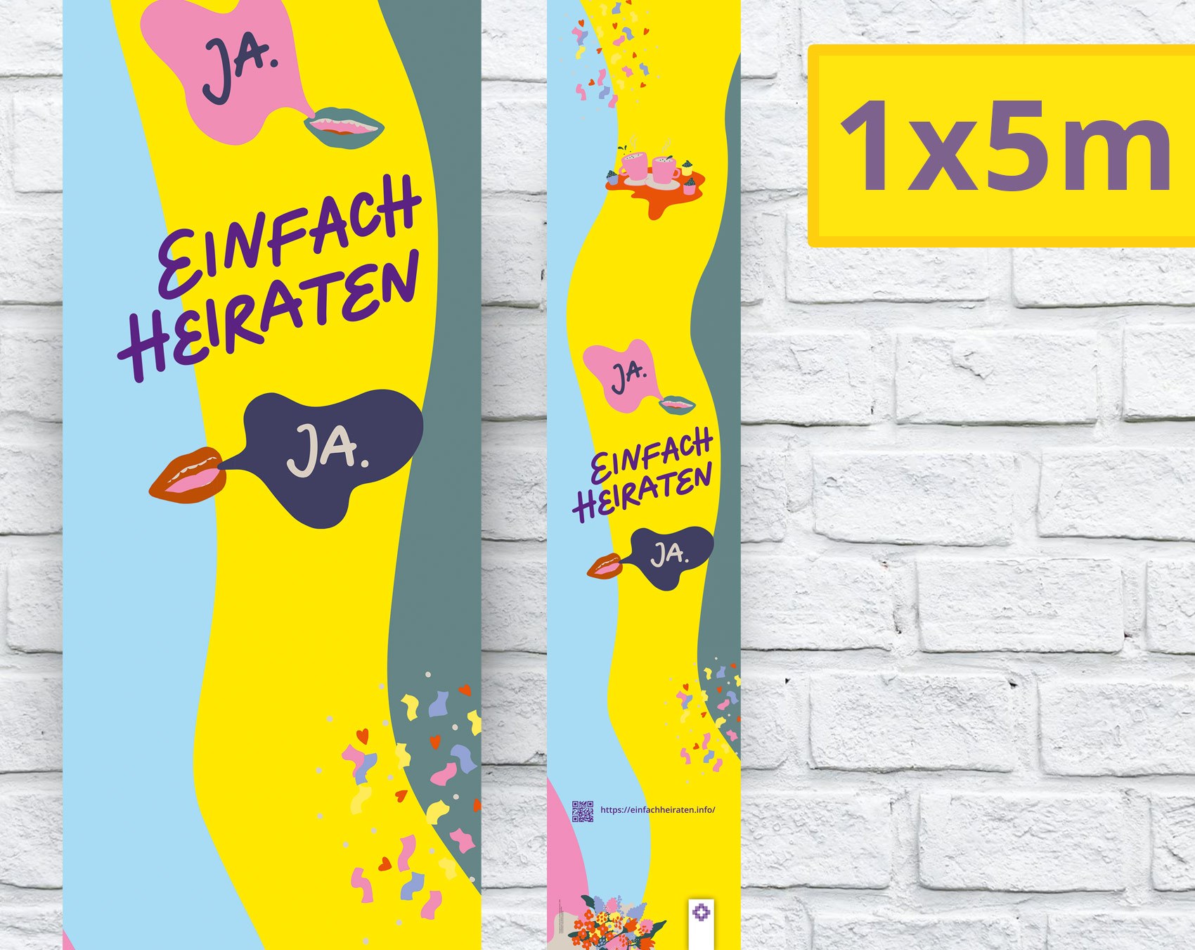 1x5m Banner "einfach heiraten"