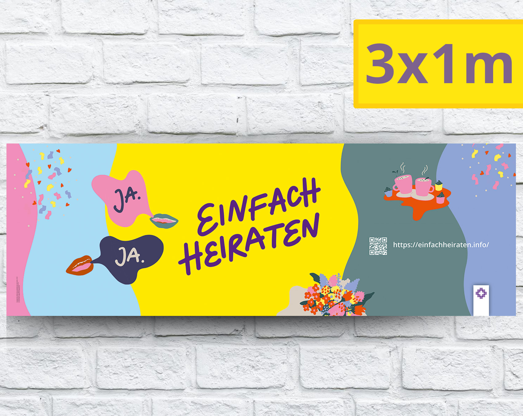 3x1m Quer Banner "einfach heiraten"
