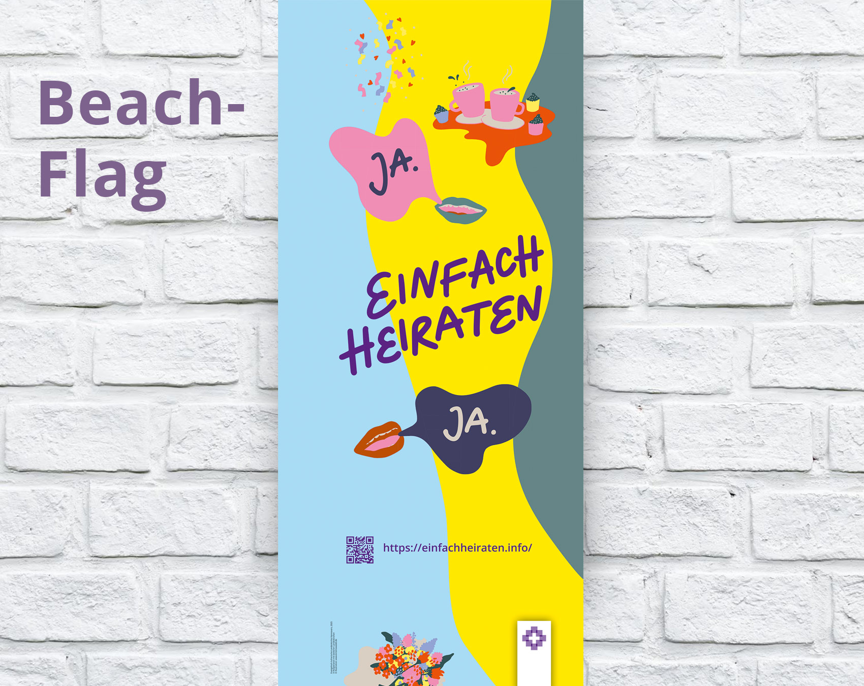Beachflag "einfach heiraten"