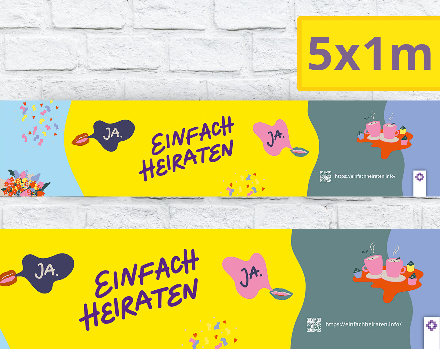 5x1m Quer Banner "einfach heiraten"