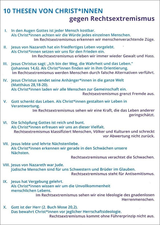 Karte 10 Thesen von Christ*innen gegen Rechtsextremismus