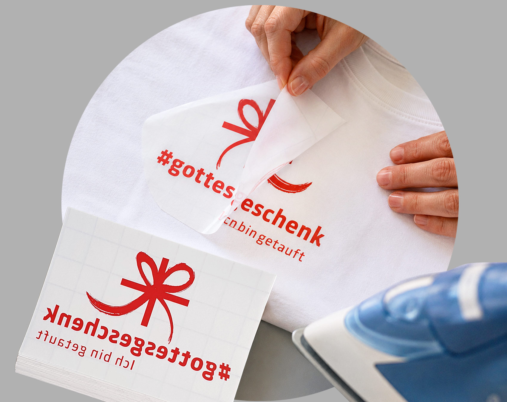 Bügelbilder zur Taufe "Gottesgeschenk"